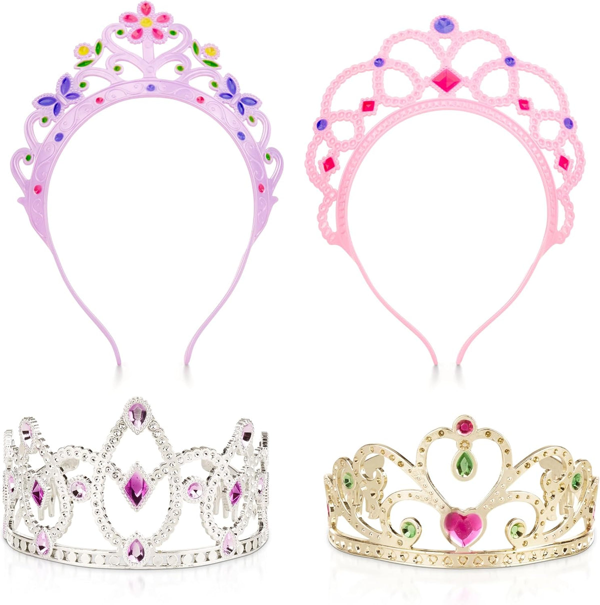 Melissa & Doug Dress-Up Tiaras 4-Piece Princess Crown Play Set