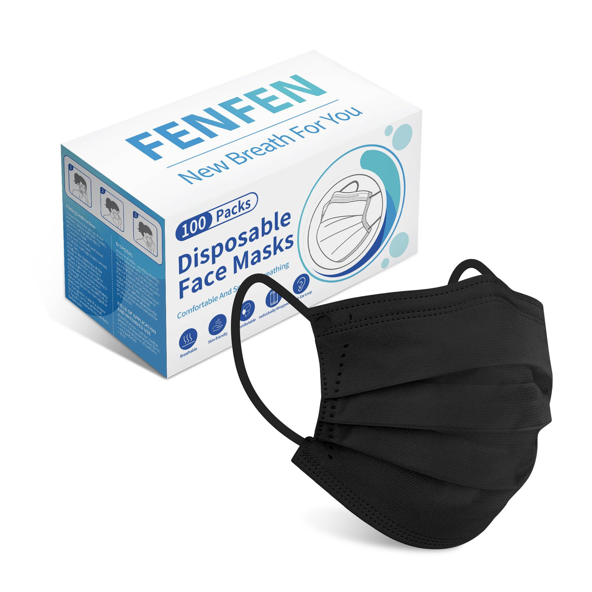 Disposable Face Mask For Adults - Travel Essentials, 100 Pack Individually Wrapped, 4 Ply Protection,Safety Masks Disposable