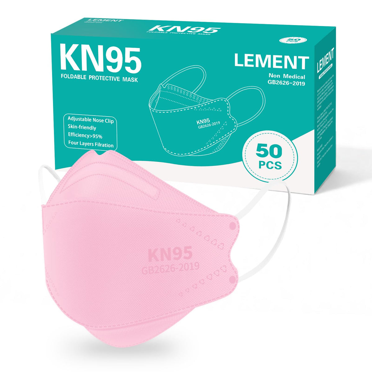 LEMENT KN95 Face Masks,50 PCS Breathable Black Dust Mask For Adult,Teenager