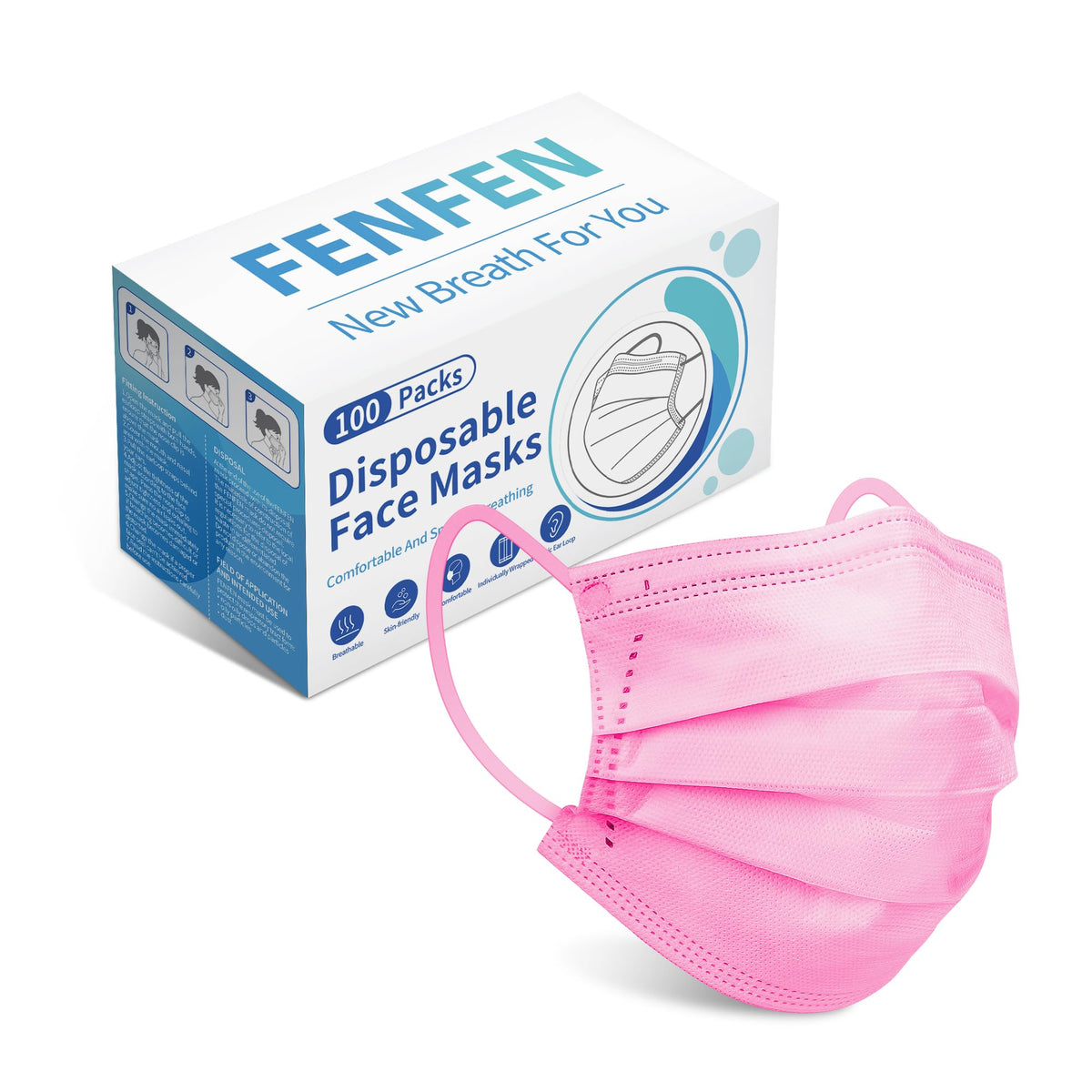 Disposable Face Mask For Adults - Travel Essentials, 100 Pack Individually Wrapped, 4 Ply Protection,Safety Masks Disposable