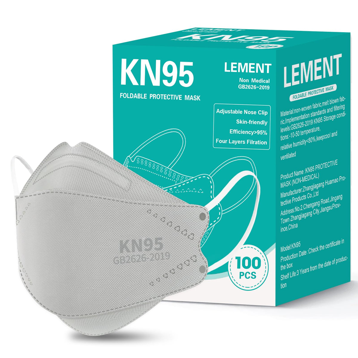 LEMENT KN95 Face Masks,50 PCS Breathable Black Dust Mask For Adult,Teenager