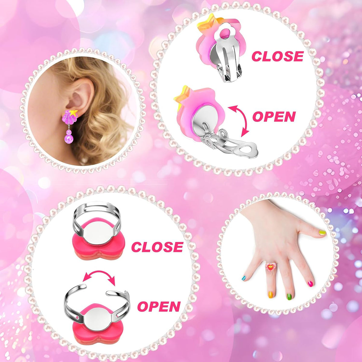 Kids Play Jewelry Sets, Princess Toys for Girls 4-6,Little Girl Jewelry