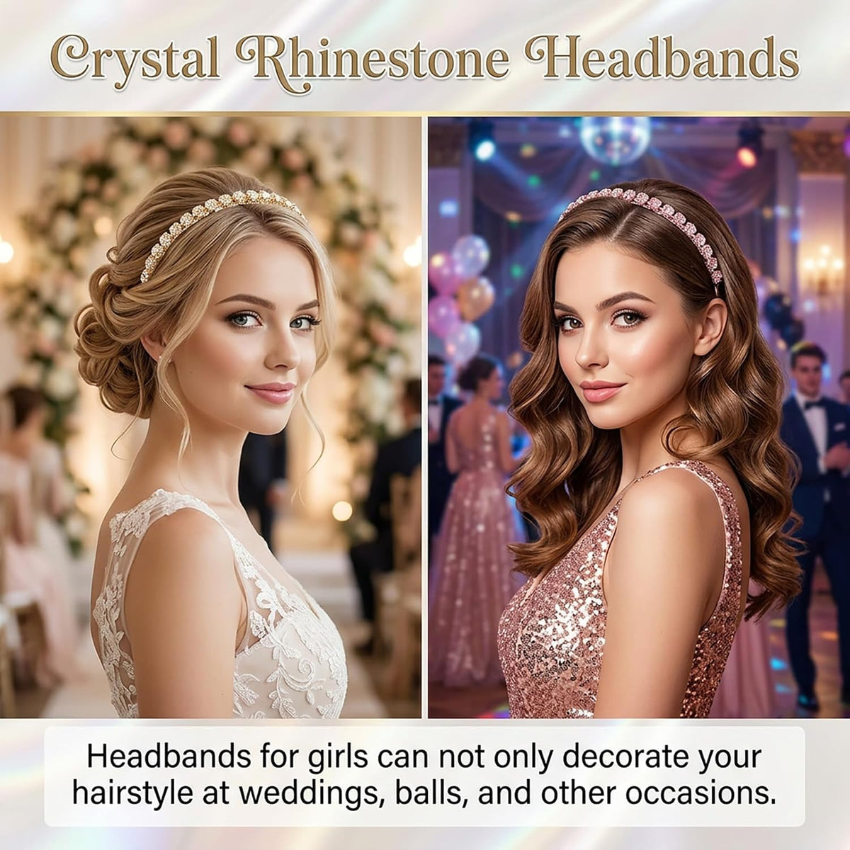 cobee 4 PCS Sparkly Headbands for women Rhinestone Headbands, Glitter Decorative Thin Hairbands Bling Beaded Hair Bands Accessories Beaded Hair Hoop for Women Girls Birthday Wedding