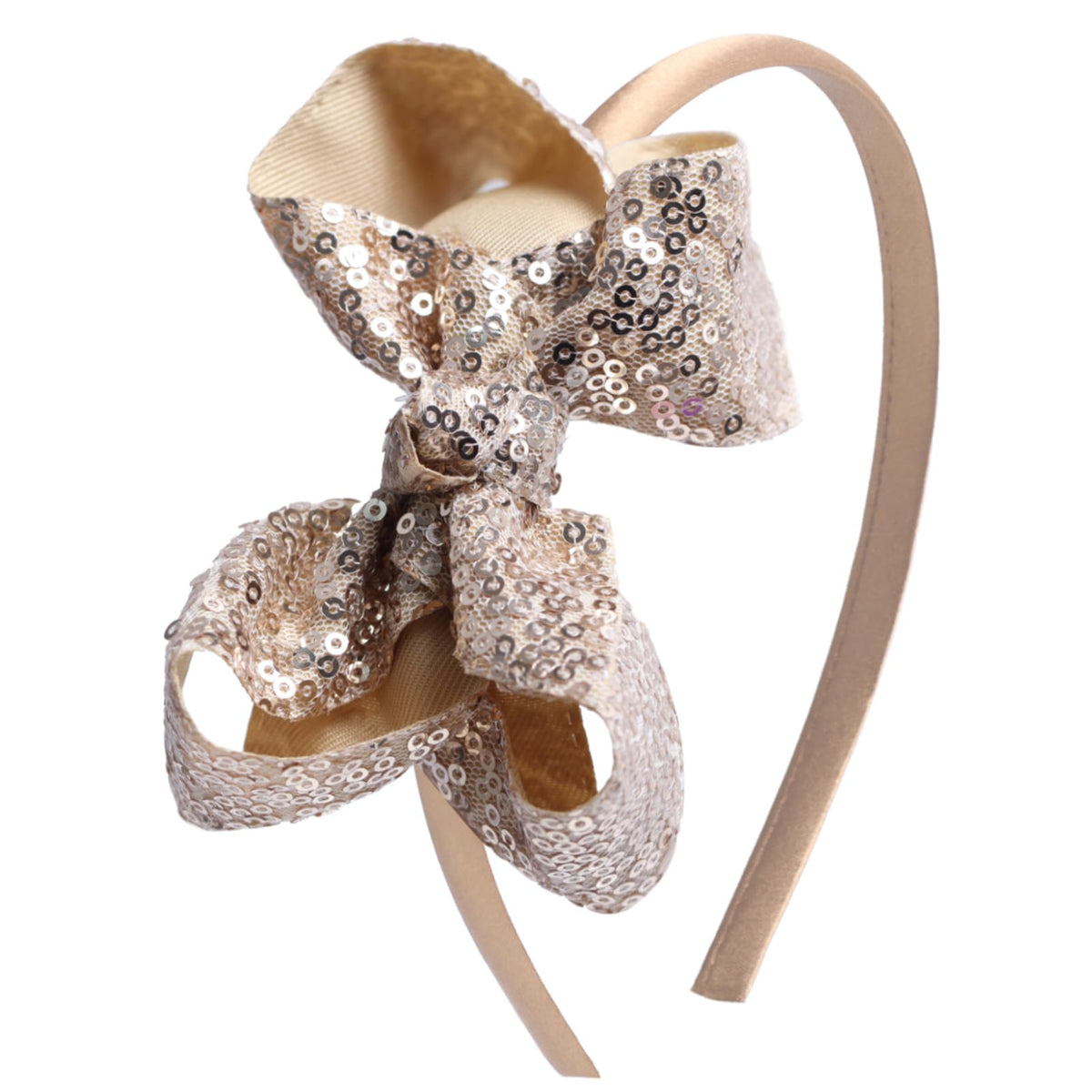 Sparkle Glitter Sequin Bow Headband for Children Girls- Boutique Style Hair Accessory with Bow Ribbon - 2 Piece (HotPink, Pink)