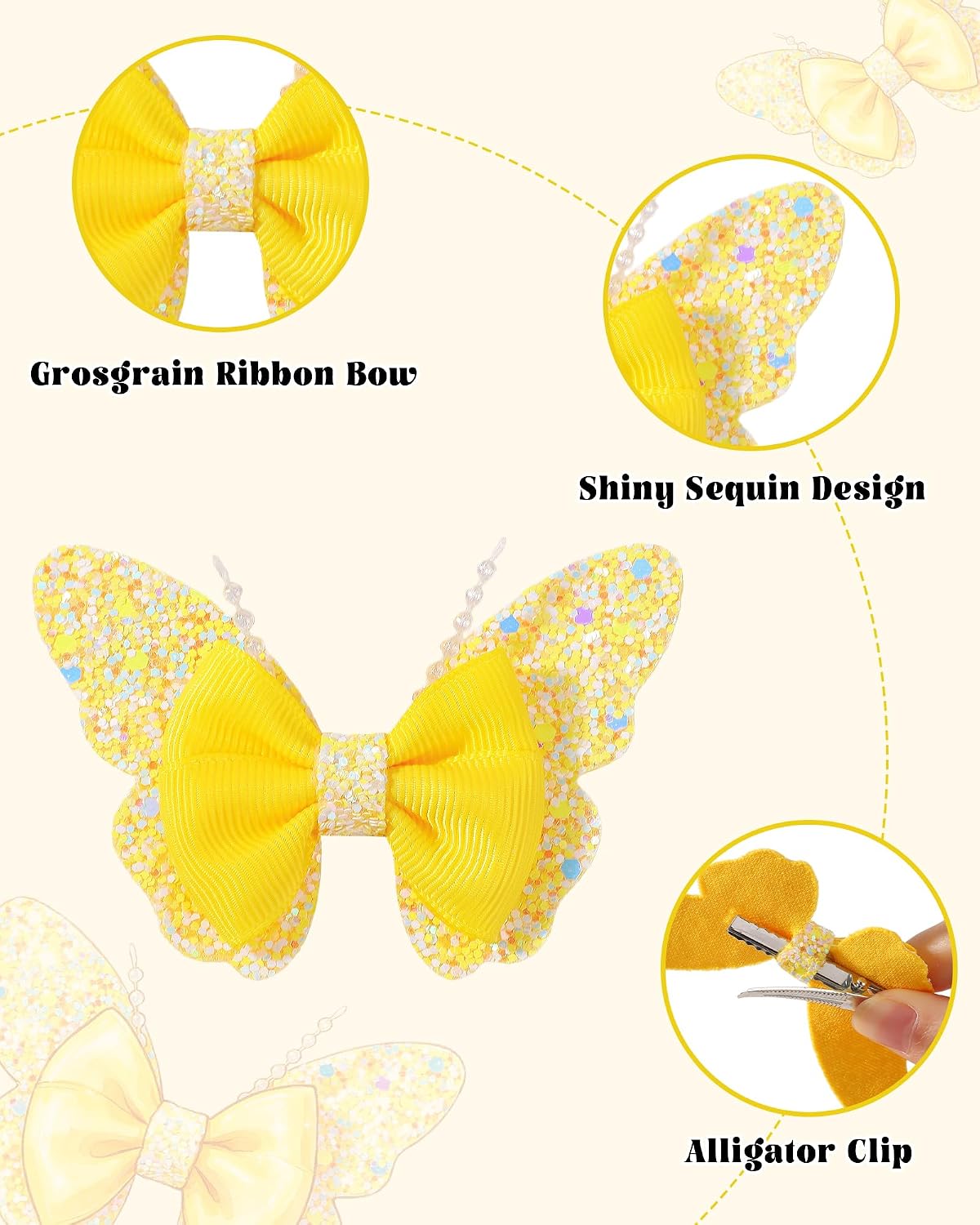 choicbaby 12pcs Butterfly Hair Clips 3.5" Glitter Sequine Baby Girls Clips Stylish Y2K Toddler Butterfly Clips Hair Accessories for Toddler Girls Party Birthday Holiday