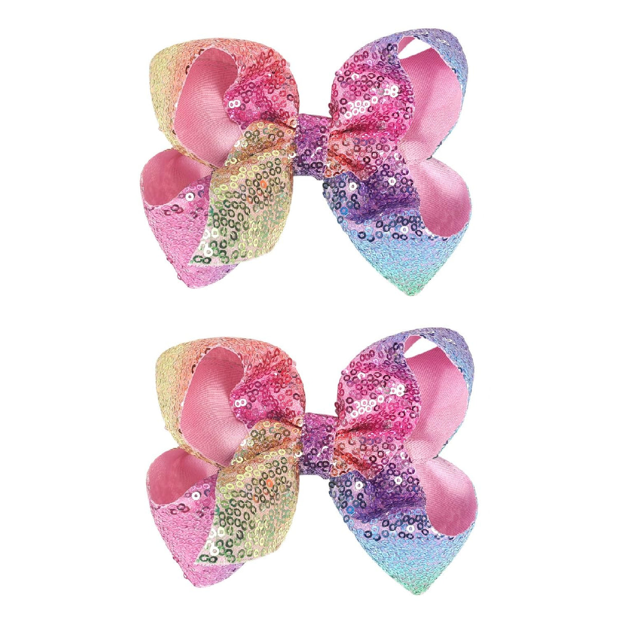 2 PCS Enchanting 5-Inch Fairy Fashion Bow Hairpin: Multicolor Option Sequins Hair Clip for Kids and Teenage Girls (Black)