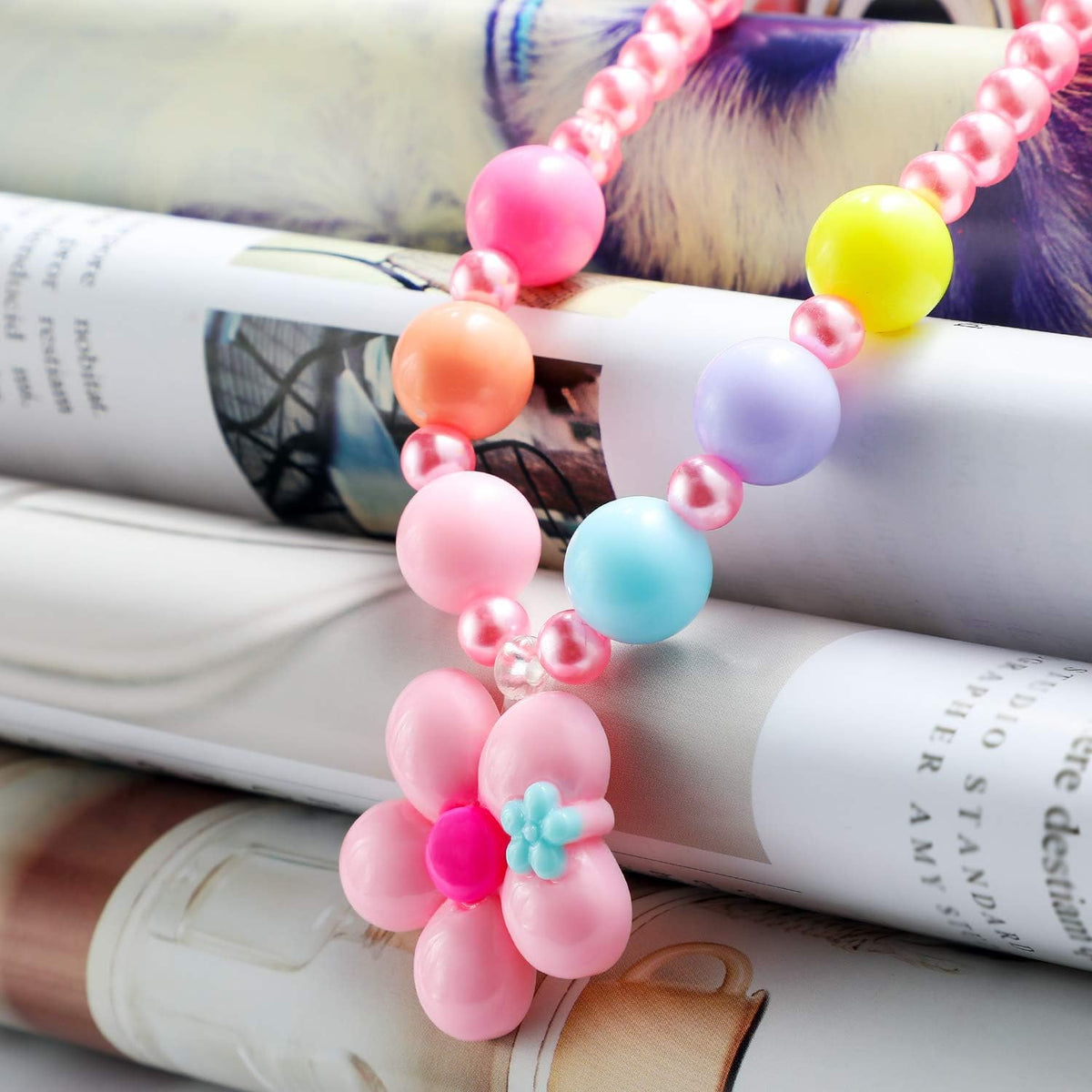 Hifot Kids Jewelry Little Girls Plush Handbag Necklace Bracelet Earrings Ring Hair Clips Set, Princess Costume Jewelry Party Favors Gift for Dress up Pretend Play (3-8 Years)