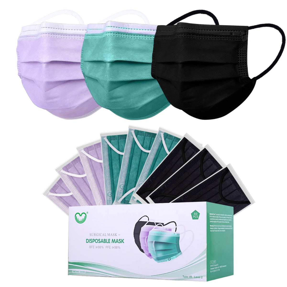 Disposable Face Mask 4-Ply for Adult, Soft Face Masks, Breathable Safety Mask…