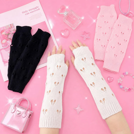 3 Pack Y2K Fingerless Arm Warmers Gloves for Women