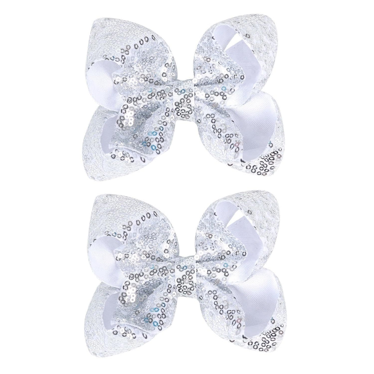 2 PCS Enchanting 5-Inch Fairy Fashion Bow Hairpin: Multicolor Option Sequins Hair Clip for Kids and Teenage Girls (Black)
