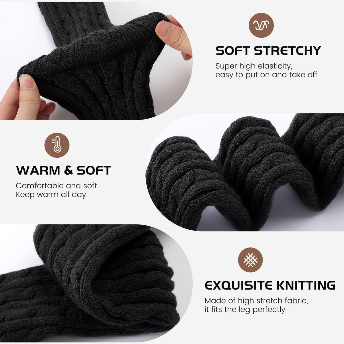 Pleneal Leg Warmers for Women Cable Knit 80s Warm Long Socks Party Sports