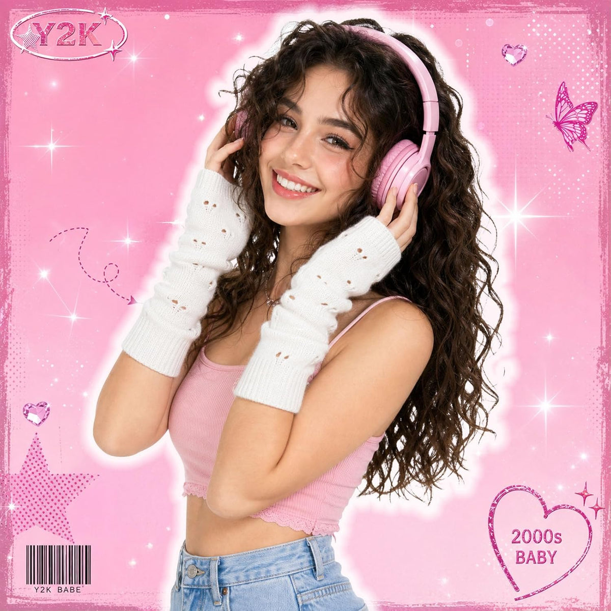 3 Pack Y2K Fingerless Arm Warmers Gloves for Women