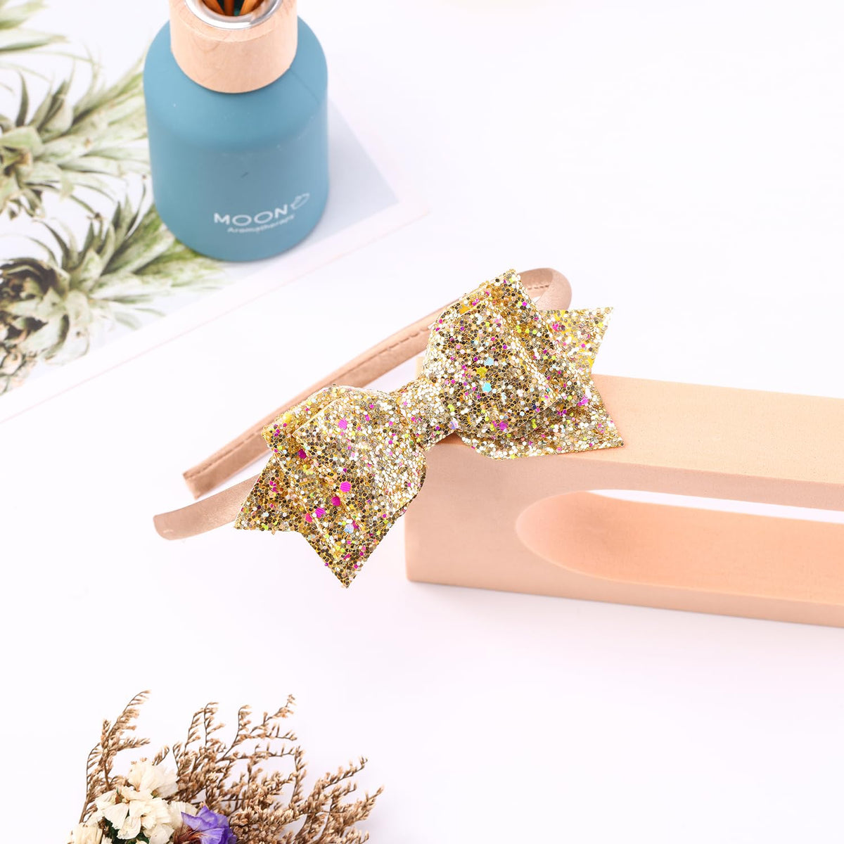 Glitter Girls Headband, Sparkly Sequin Heart Butterfly Star Hair Accessory for Kids, Cute Toddler Headband for Christmas, Halloween, Birthday Parties, Gift for Girls（Gold）