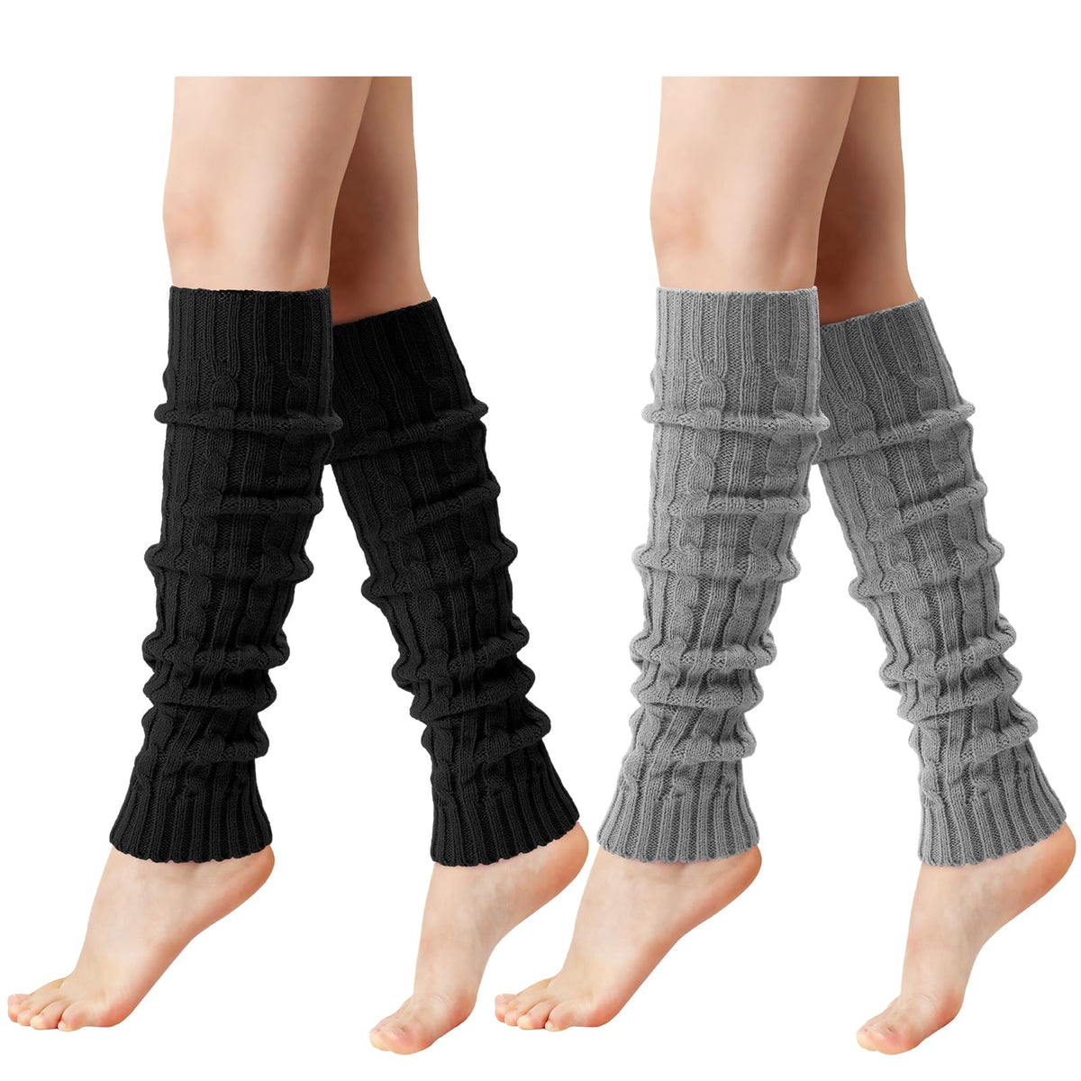 Pleneal Leg Warmers for Women Cable Knit 80s Warm Long Socks Party Sports