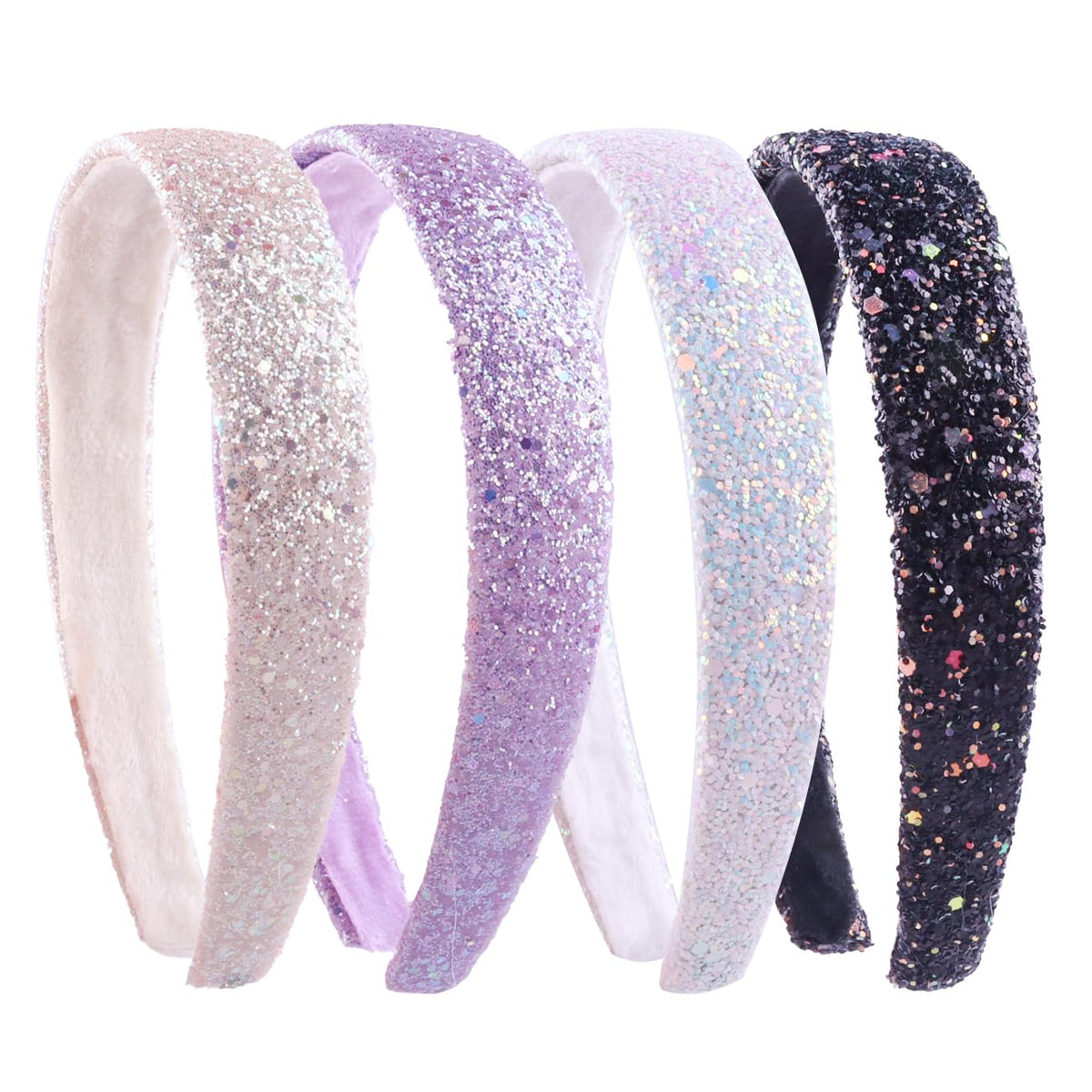 Glitter Headbands for Girls Wide Sparkly Headbands for Little Girl Hair Accessories Thick Bling Hairband for Children