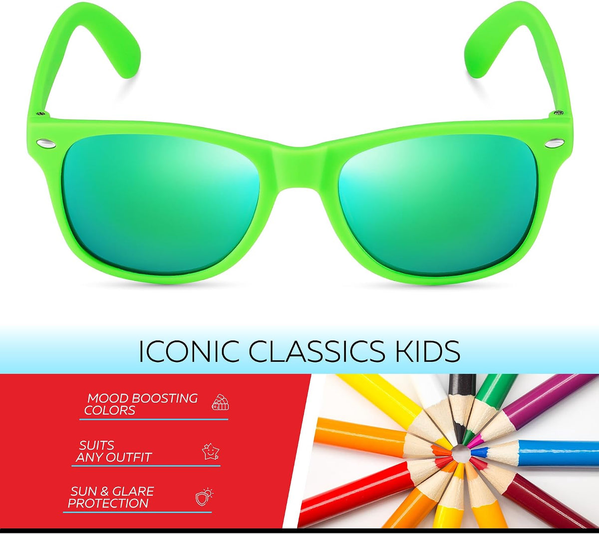 Kids Sunglasses for Boys Girls Age 3-12 Classic Children Sun Glasses UV400