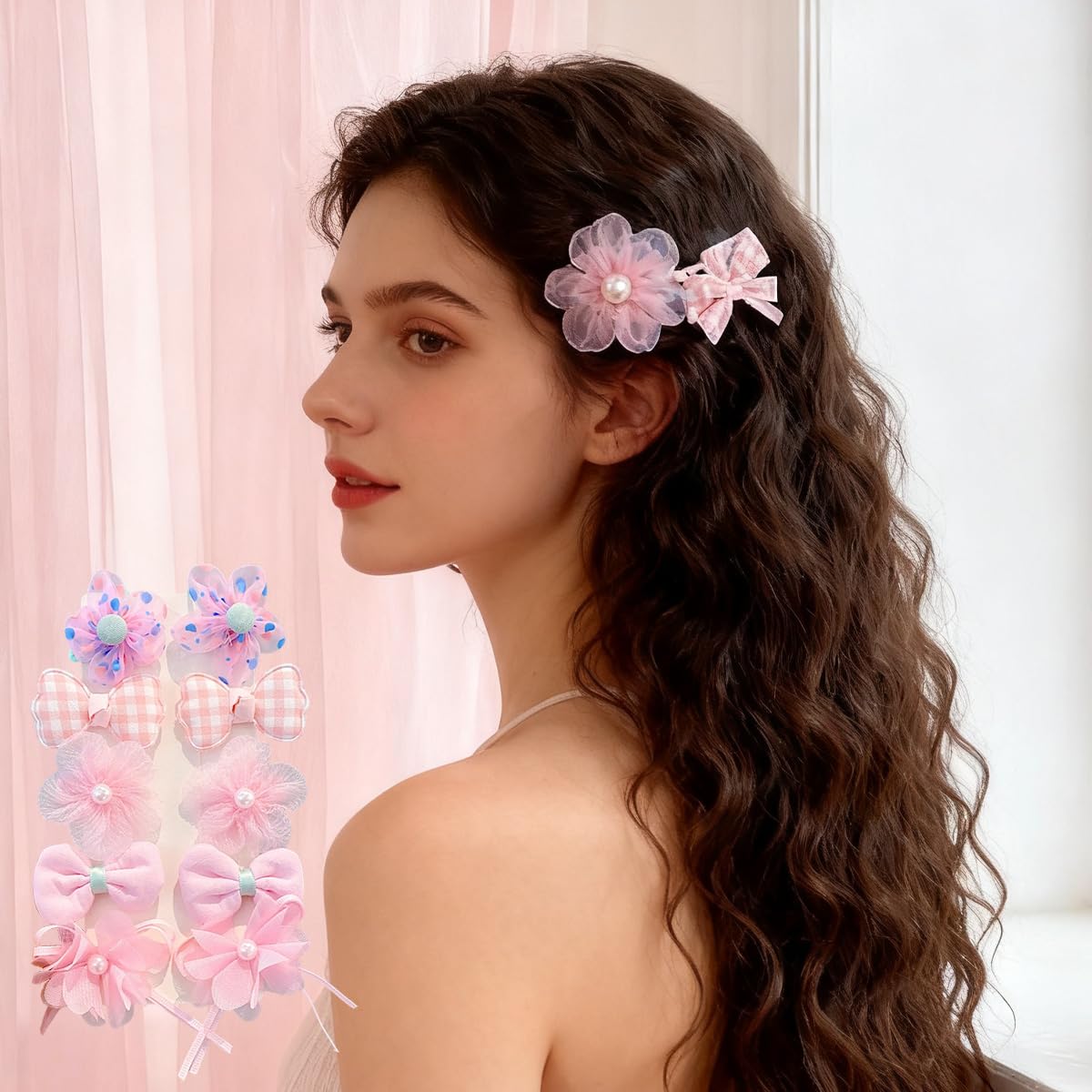 10 PCS Cute Bows Hair Clips, Fashion Girls Hair Accessories, Candy Colors Themed Hair Accessories with bows, Non-slip Snap Pins for Girls