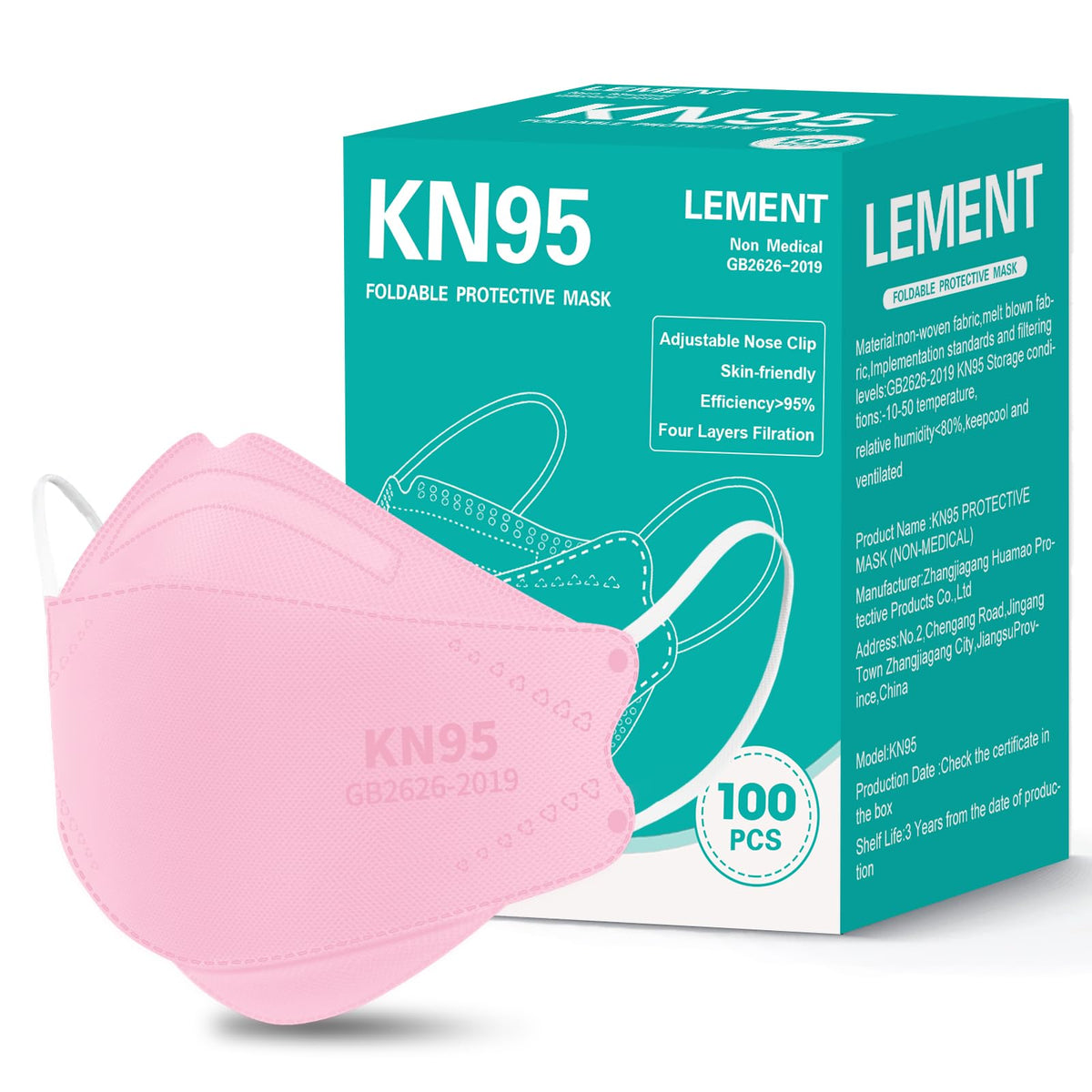 LEMENT KN95 Face Masks,50 PCS Breathable Black Dust Mask For Adult,Teenager