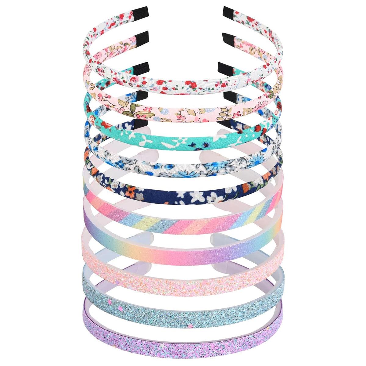 LYroo Headbands for Girls,Cute Glitter Headbands with Teeth Floral Thin Head Bands for Kids Non Slip for Little Girls Hair Accessories