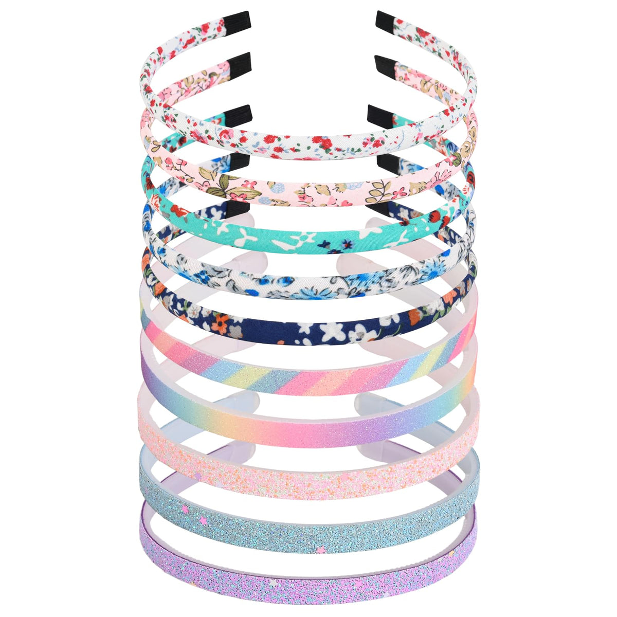 LYroo Headbands for Girls,Cute Glitter Headbands with Teeth Floral Thin Head Bands for Kids Non Slip for Little Girls Hair Accessories