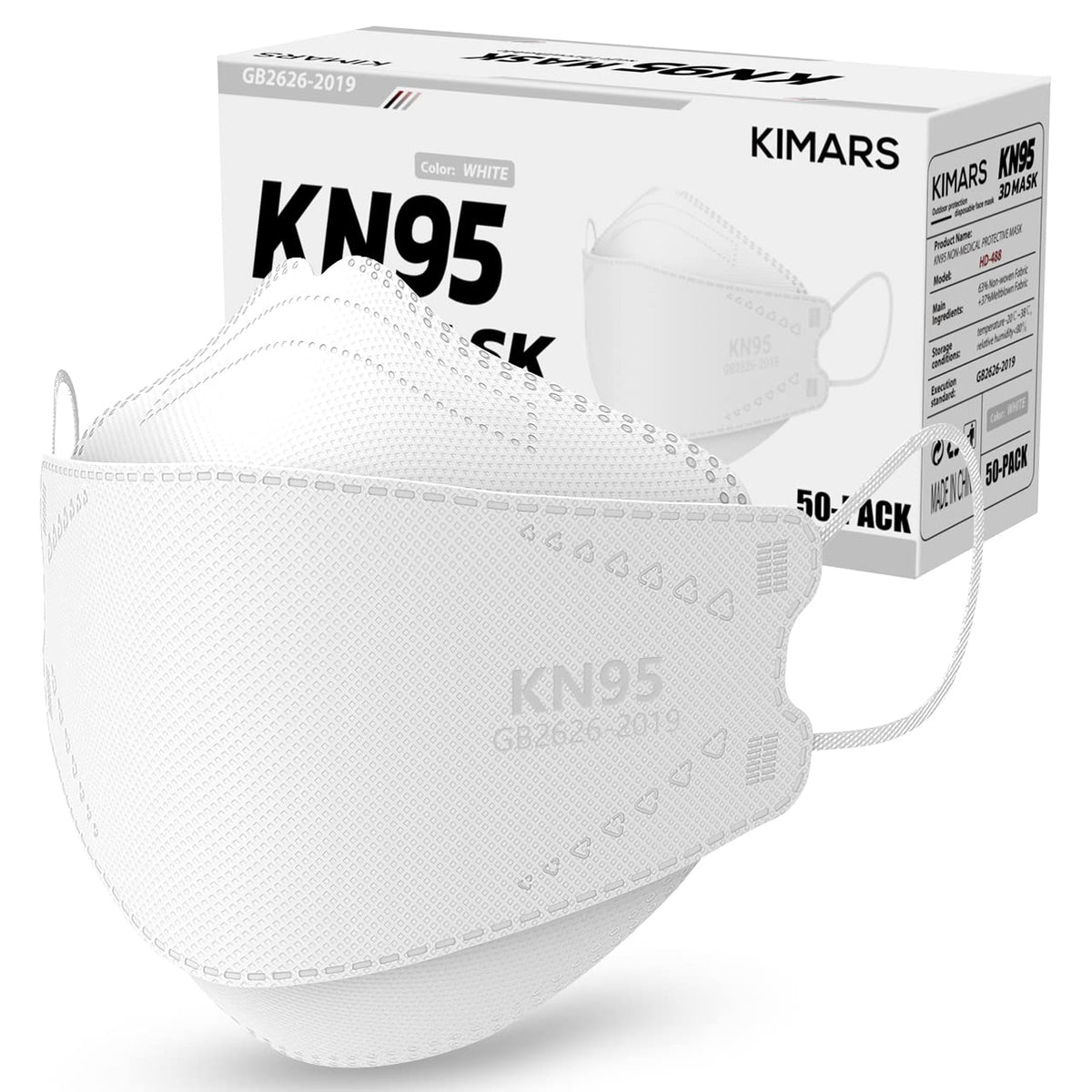 KN95 Face Masks 50 Pack, Breathable Comfortable and Disposable KN95 Mask, Black