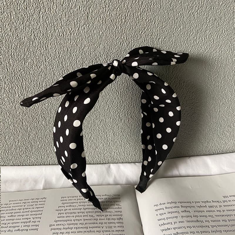 Black Polka Dot Bow Headbands Cute Halloween Headbands 50s Costume Retro Party Hair Accessories for women and girls