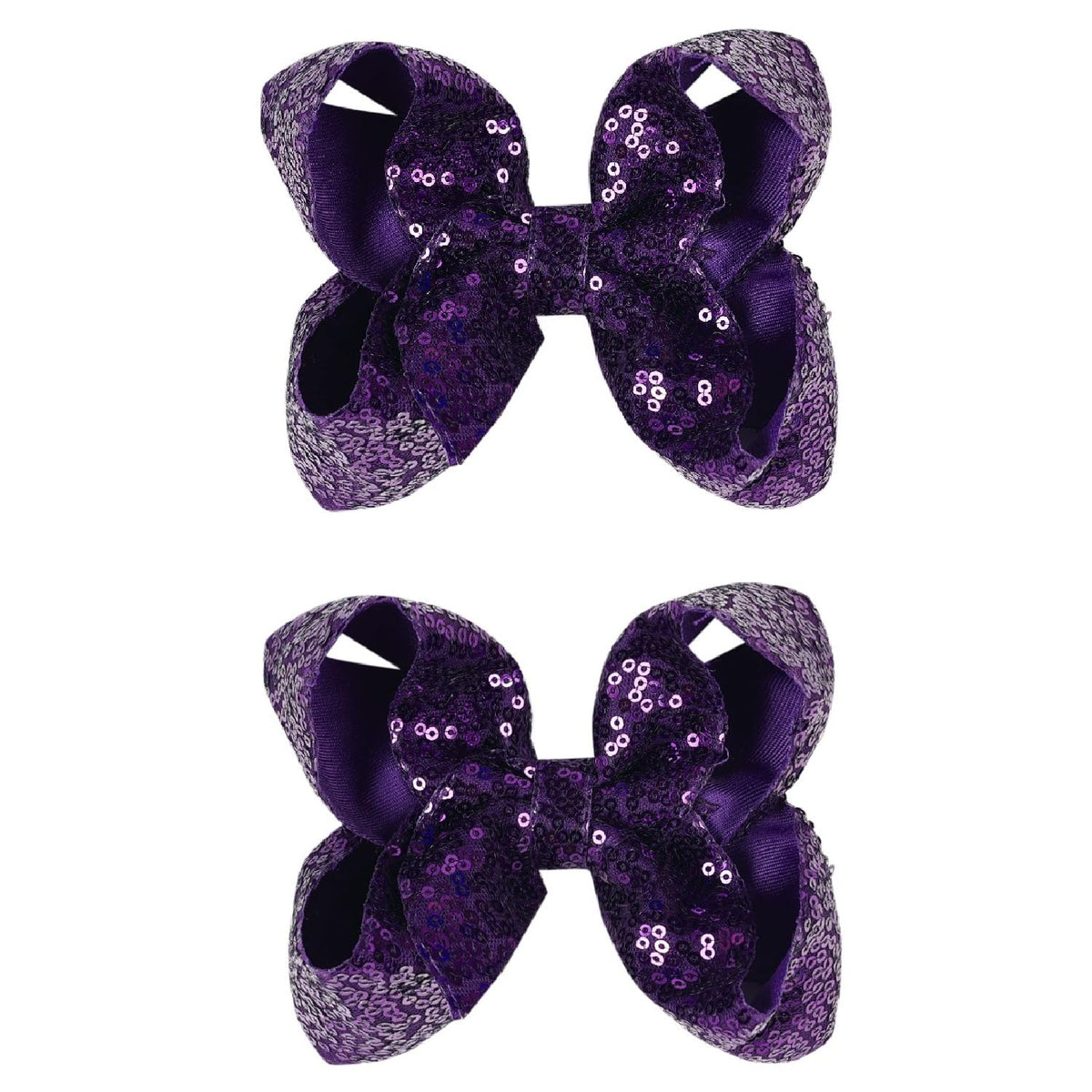 2 PCS Enchanting 5-Inch Fairy Fashion Bow Hairpin: Multicolor Option Sequins Hair Clip for Kids and Teenage Girls (Black)