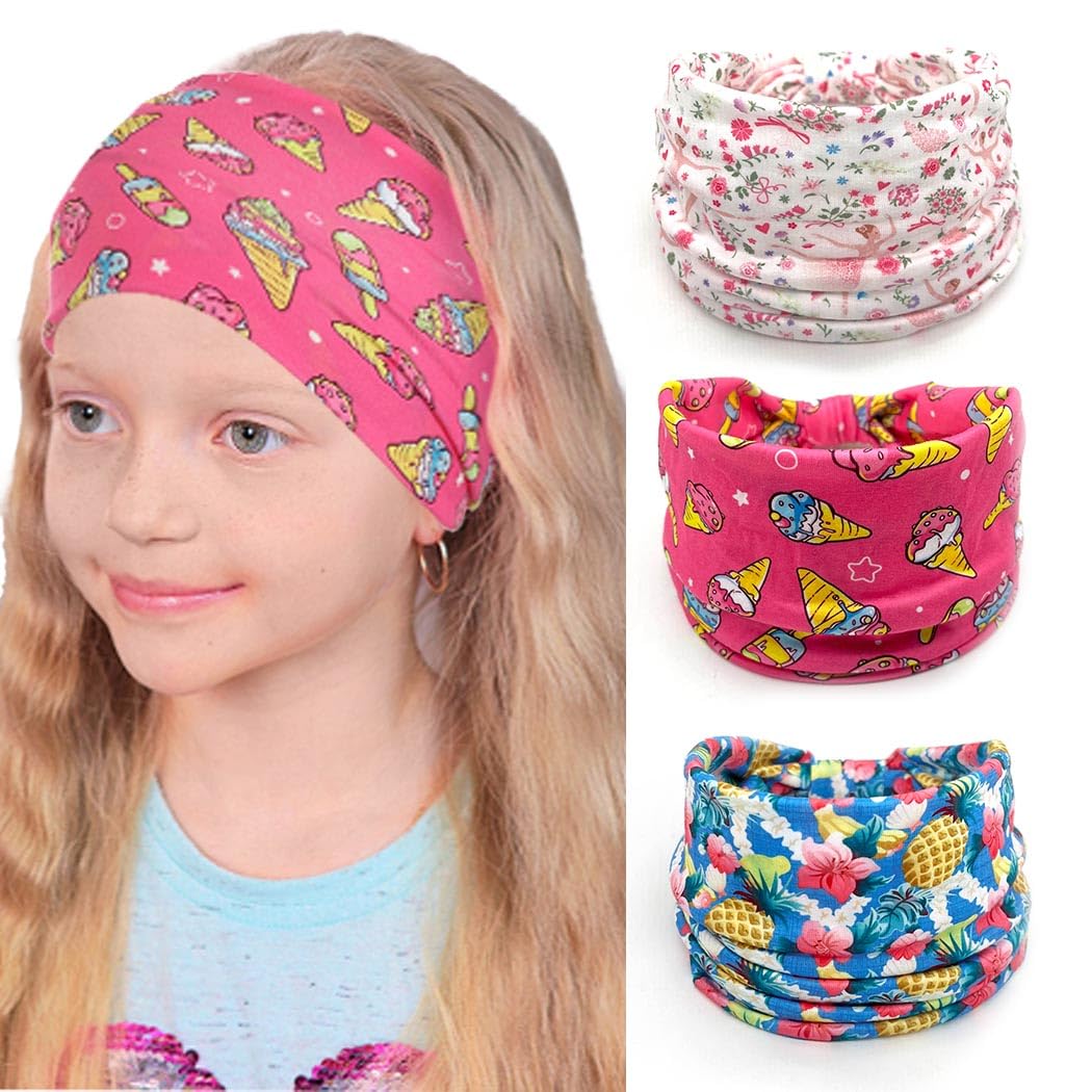 Bohend Girls Headbands Wide Knotted Hair Bands 3Pcs Non Slip Elastic Cute Head Bands Workout Yoga Sweatband Hair Accessories for Girls and Kids (B)