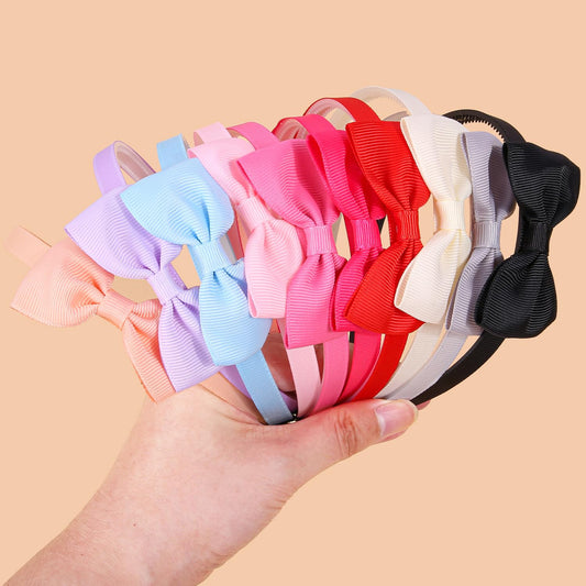 XIMA 20 Pcs Girls Bow Headbands, Grosgrain Ribbon Hairbands with Non-Slip