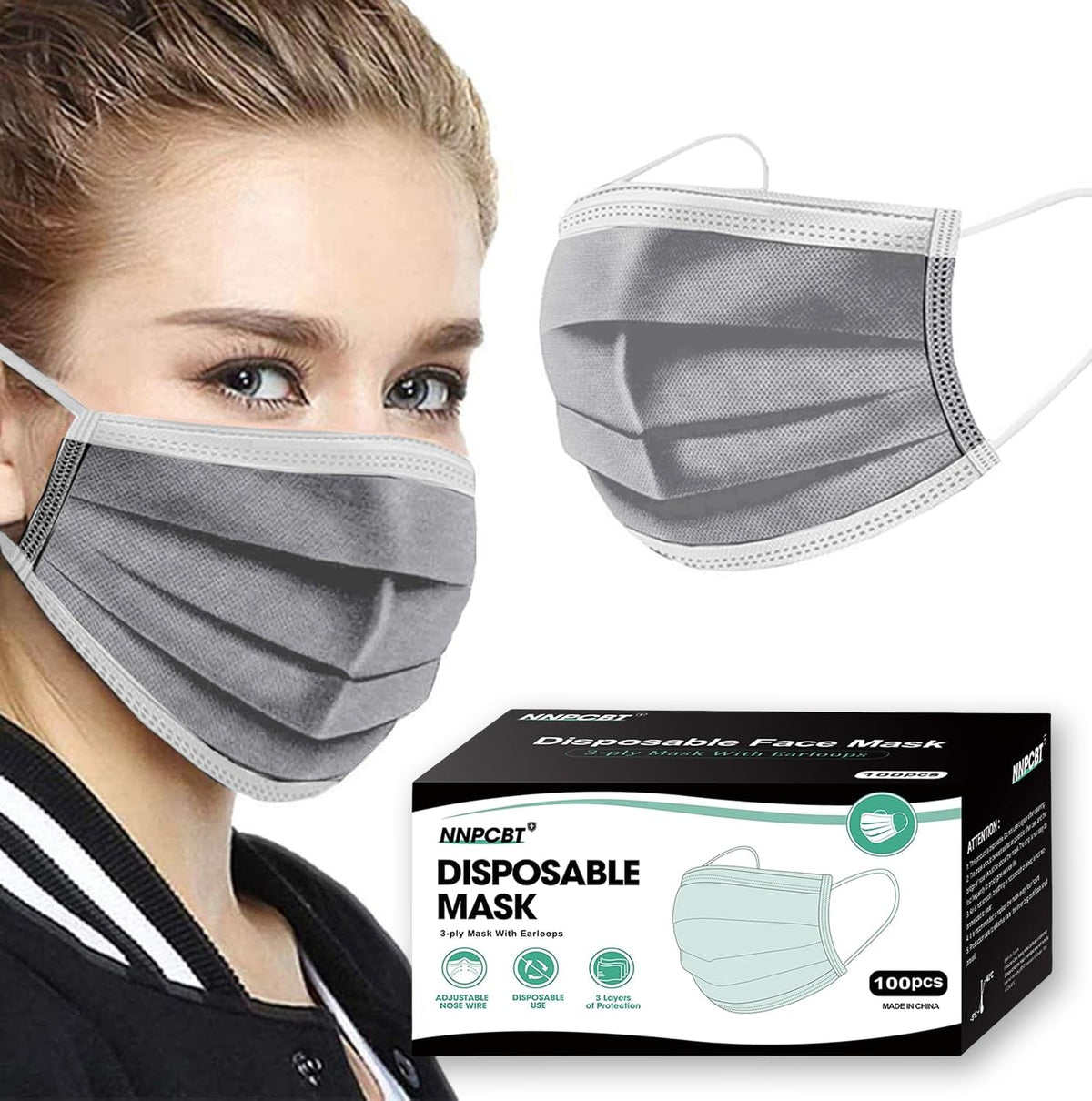 NNPCBT 3 ply Disposable Masks Breathable Face Masks for Adults