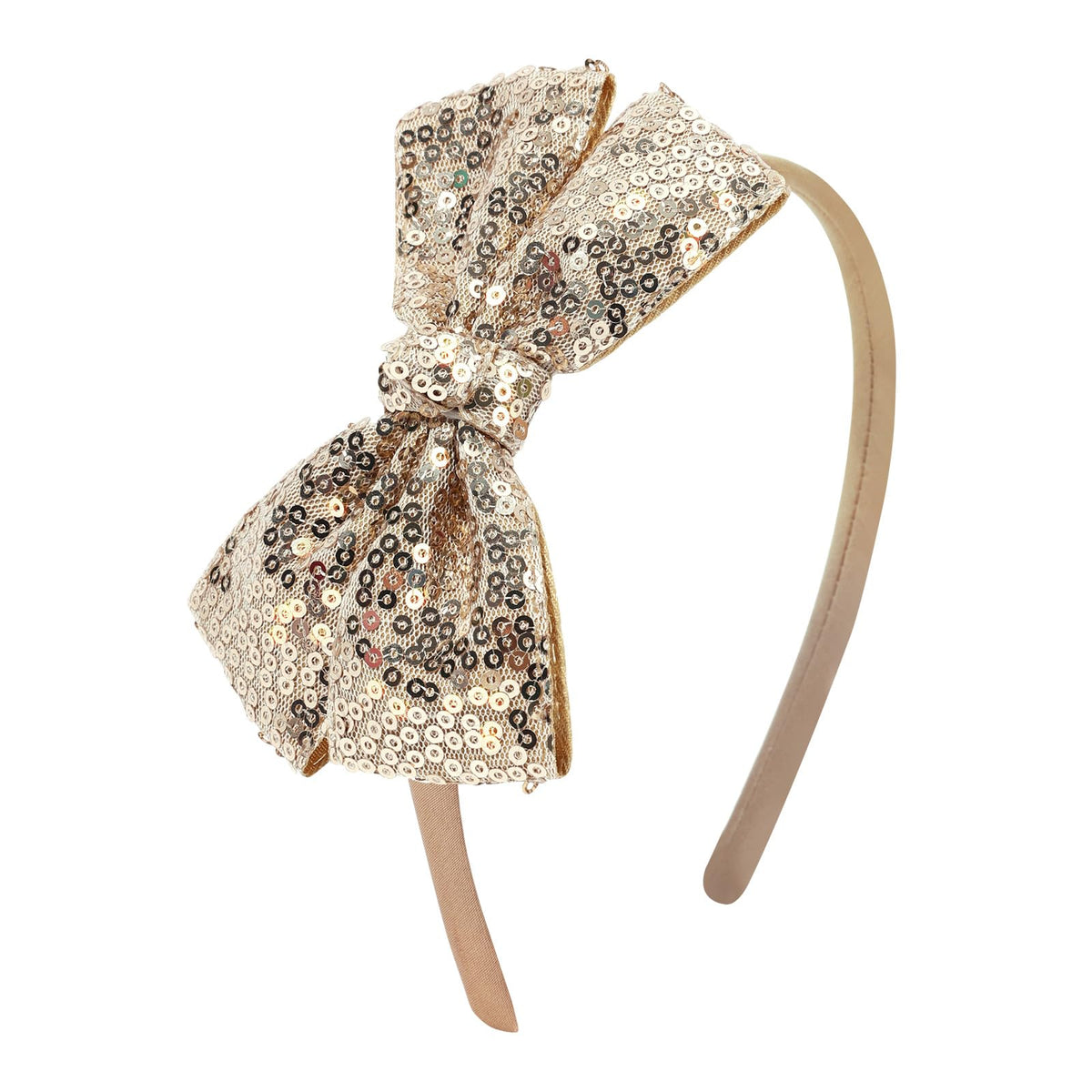 Sequin Gold Bow Headband for Girls Cute Glitter Hair Bands