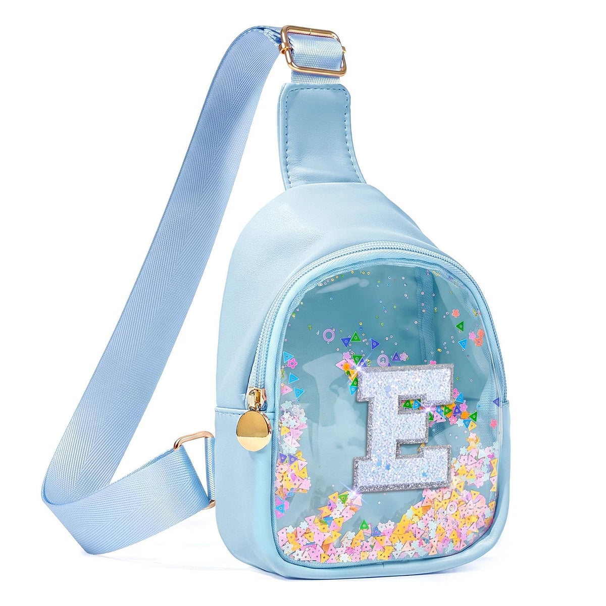 COSHAYSOO Personalized Christmas Birthday Gifts Burr Basket Stuffers for Girls Blue Purse Sling Bag Crossbody Girl Cute Funny Cool Mini Travel Fashion Accessories Monogrammed Initial Letter K