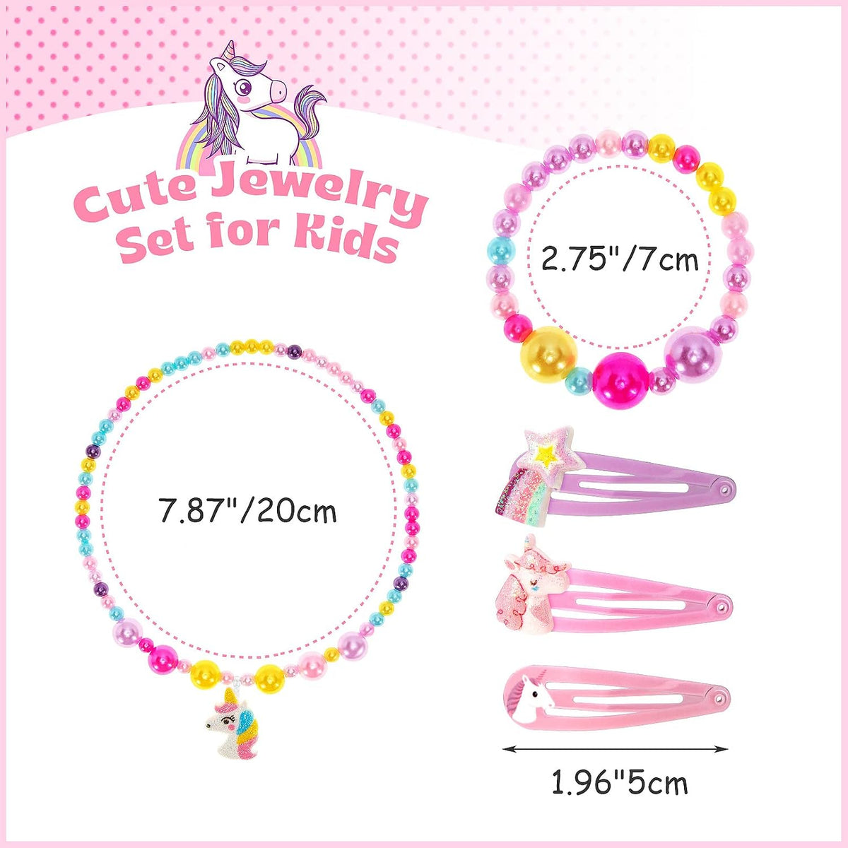 Hifot Unicorn Crossbody Bag with Jewellery Set, Little Girl Glitter Handbag Necklace Bracelet Hair Clips Accessories Set Princess Jewelry Party Favors Gift Dress Up