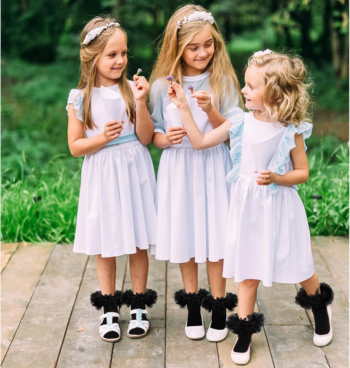 Girls Ruffle Socks Toddler Fluffy Ruffle 4-Layer Lace Dress Socks Turn Cuff Pageant Tutu Socks for Baby Girl Kids