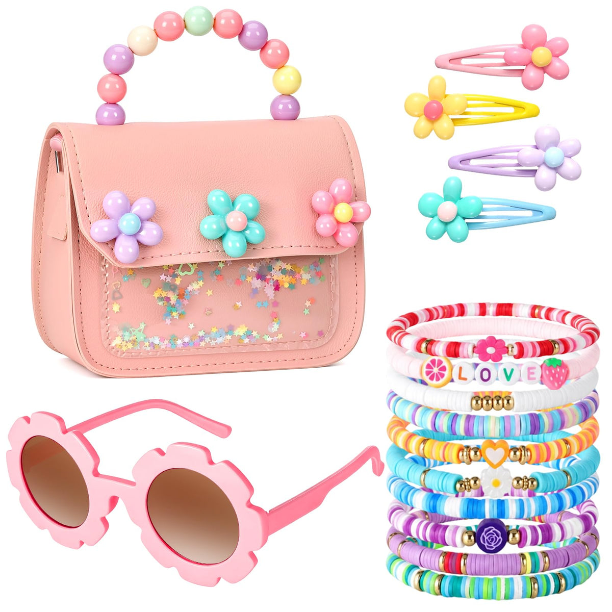 Purse for Girls, Accessories Gift Set Snap Hair Clip Bracelets