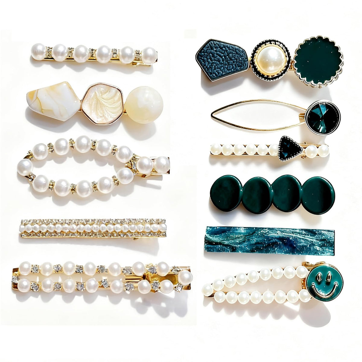 11 Pcs women's hair clip, black and white anti pearl acrylic resin Korean style fashionable hair clip set, suitable as a hair accessory decoration wedding gift for women and girls (pearl)