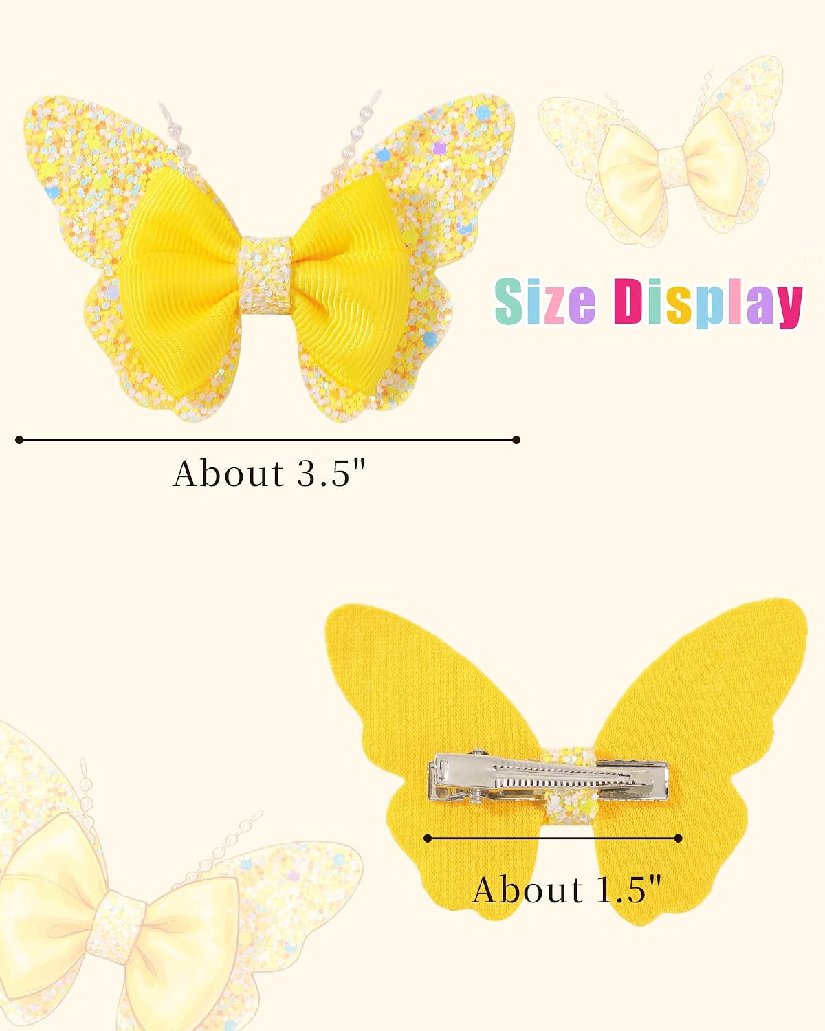 choicbaby 12pcs Butterfly Hair Clips 3.5" Glitter Sequine Baby Girls Clips Stylish Y2K Toddler Butterfly Clips Hair Accessories for Toddler Girls Party Birthday Holiday