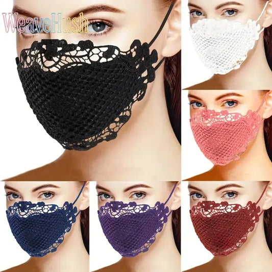 Women's 6pcs Breezy Lace Face Coverings - Unisex Adults' Casual, Machine-Washable, Reusable, Breathable 1-Size-Fits-All Sports & Outdoor Accessory for Parties