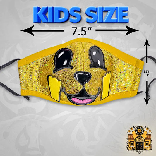 Yellow Dog Face Cover, Kids or Small Adults, Handmade