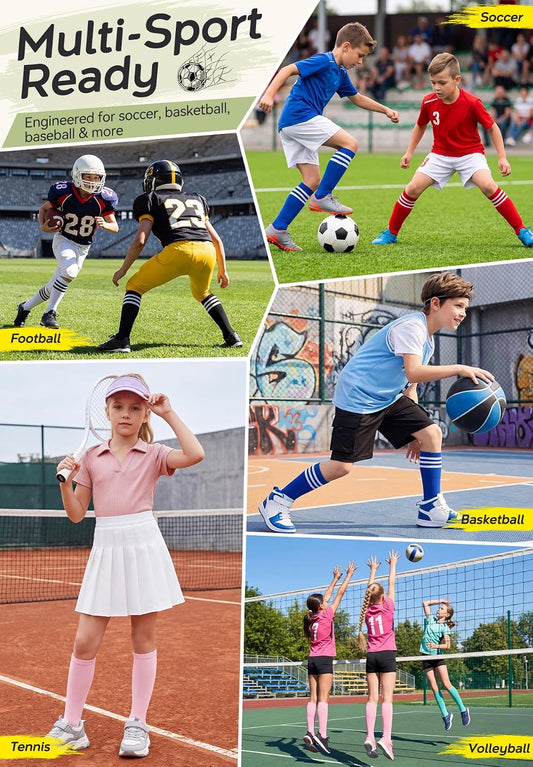 Zando Kids Soccer Softball Socks Knee High Socks for Youths Girls Boys