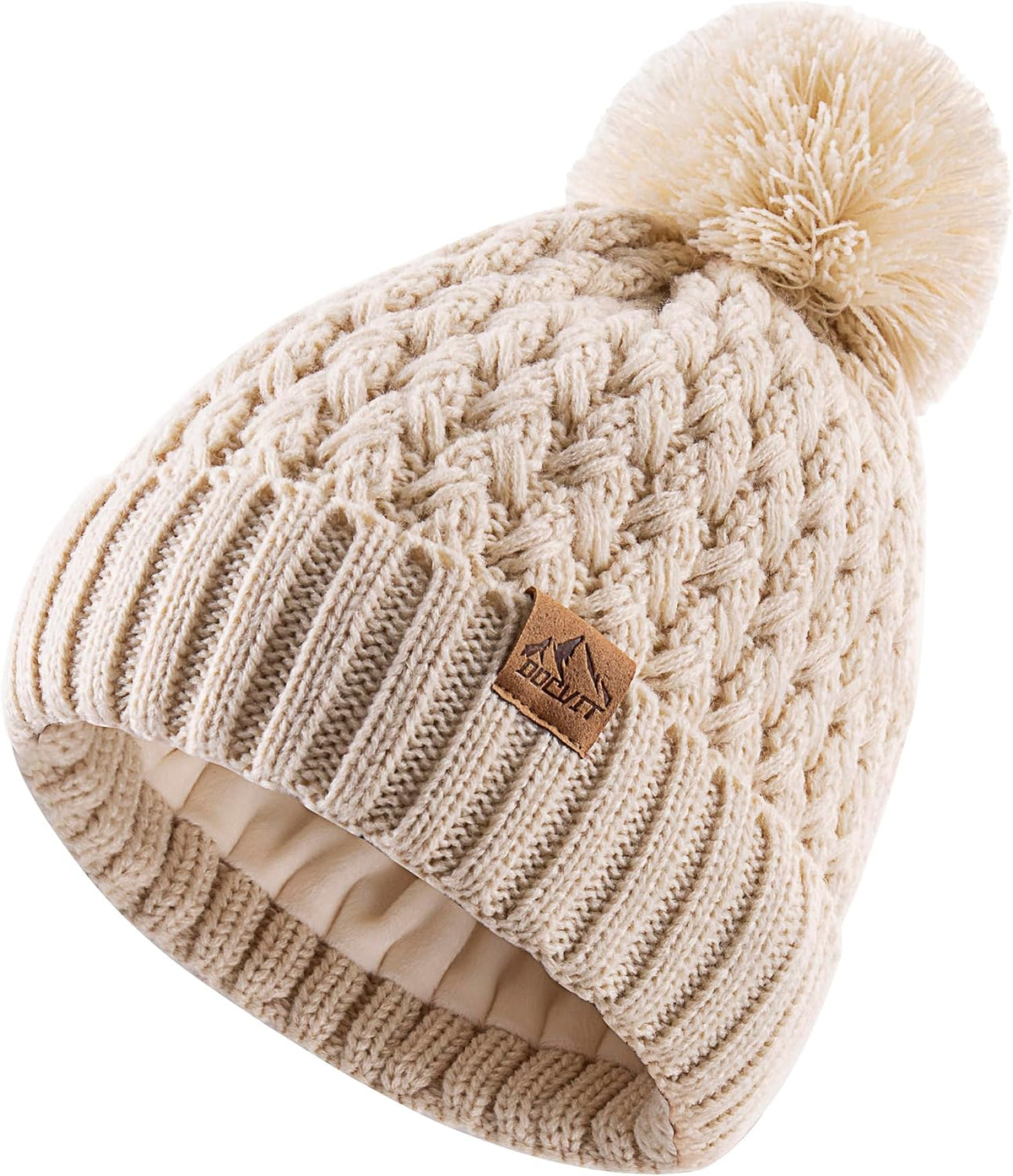 Kids Pompom Winter Beanie Hat Scart Gloves Set,Boys Girls Knitted Fleece Lined Woollen Hat for Children's 3-9 Years