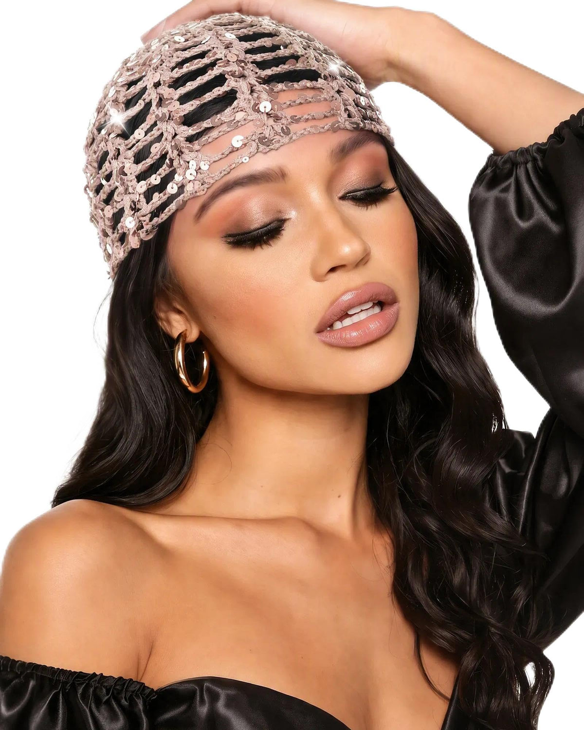 Ababalaya Sequin Disco Beanie 100% Cotton Handmade Crochet Beanies