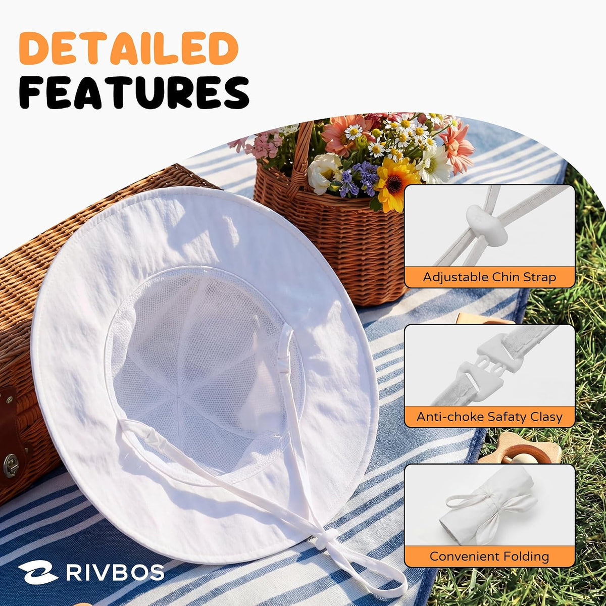 RIVBOS Baby Sun Hat UPF 50+ Animal Pattern Toddler Bucket Hat for Boys Girl