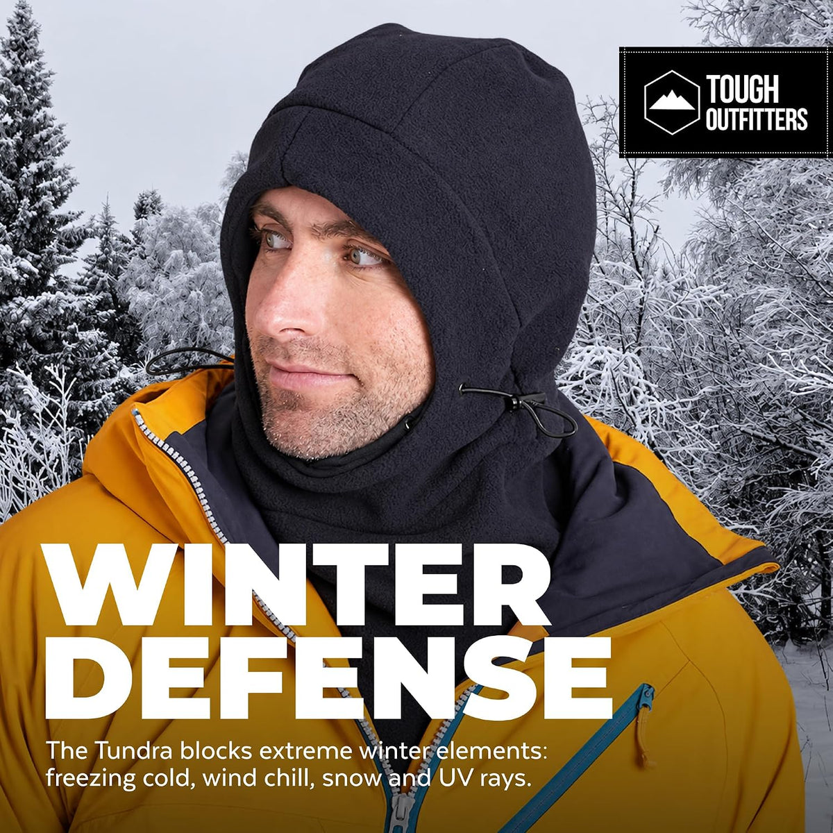 Tough Headwear Fleece Balaclava Hoodie Ski Mask - Wind Resistant Extreme Cold Weather Gear - Thermal Winter Face Mask