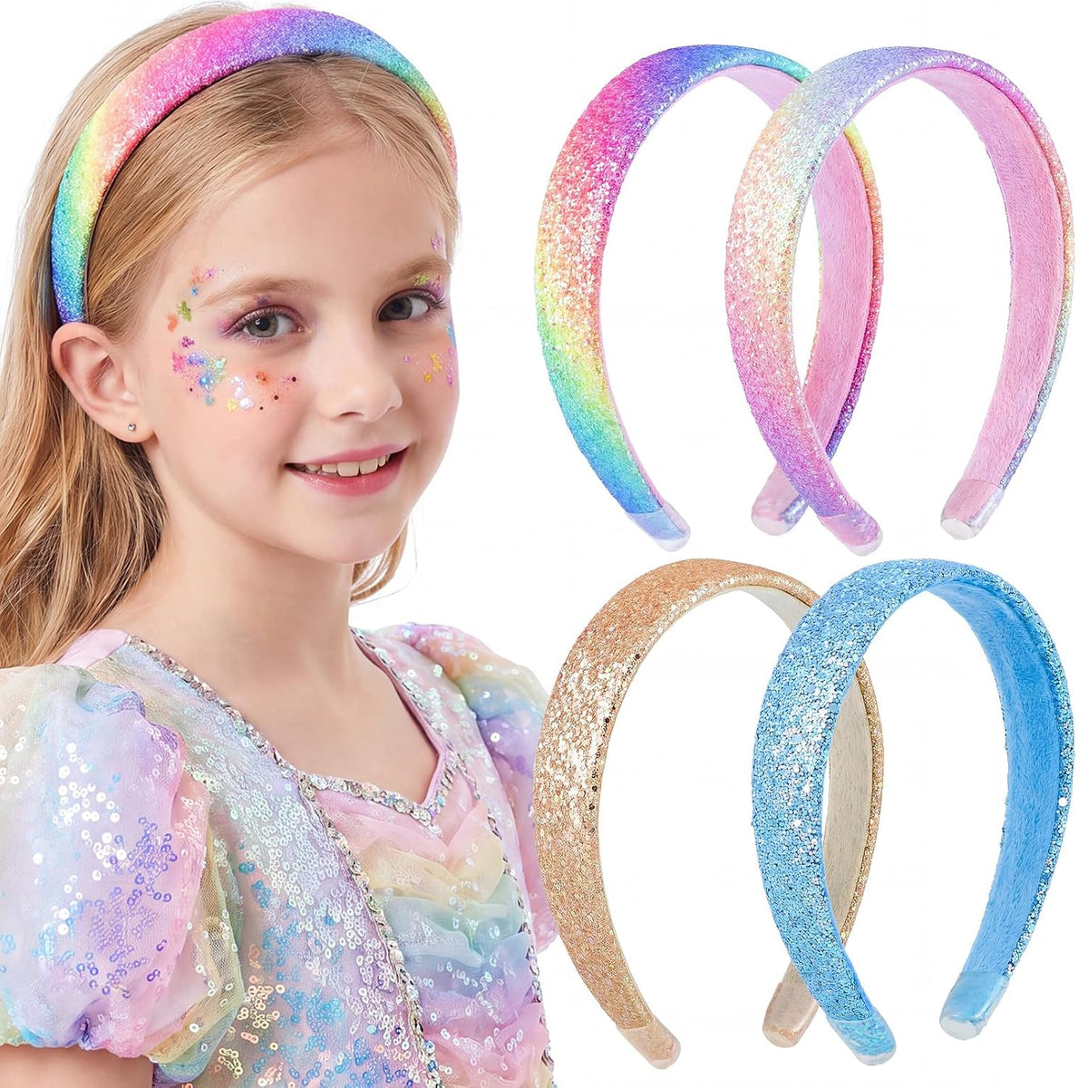 Girls Headbands 4 PCS Headbands for Little Girls 6-12 Princess Dress Up