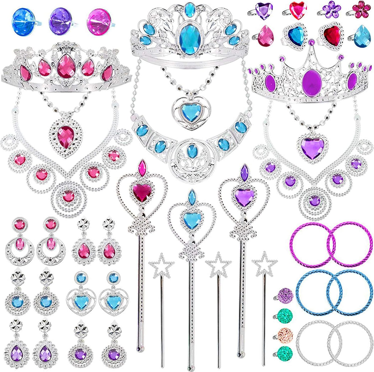 Tagitary 48-Piece Princess Dress-Up Jewelry Toy Set for Girls