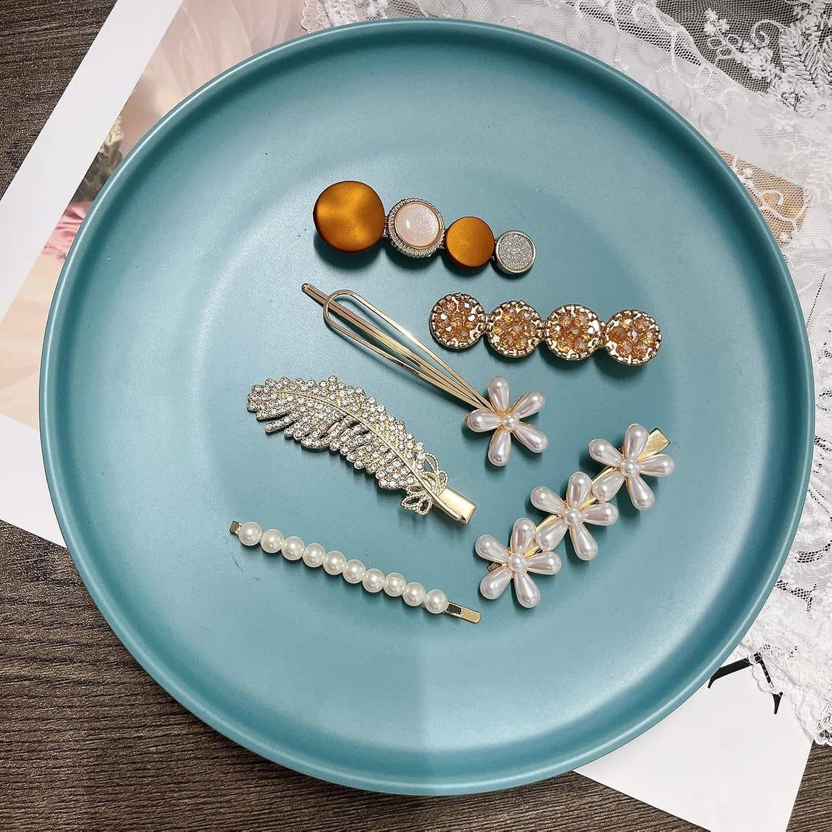 Mehayi 20 PCS Pearl Hair Clips Set Fashion Korean Acrylic Resin Hair Barrettes, Bobby Pins Hairpins for Women and Ladies Girls Headwear Styling Tools, Hair Accessories for Decorative Party Wedding