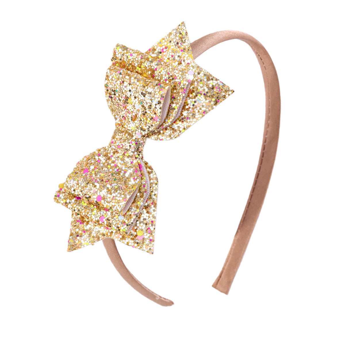Glitter Girls Headband, Sparkly Sequin Heart Butterfly Star Hair Accessory for Kids, Cute Toddler Headband for Christmas, Halloween, Birthday Parties, Gift for Girls（Gold）