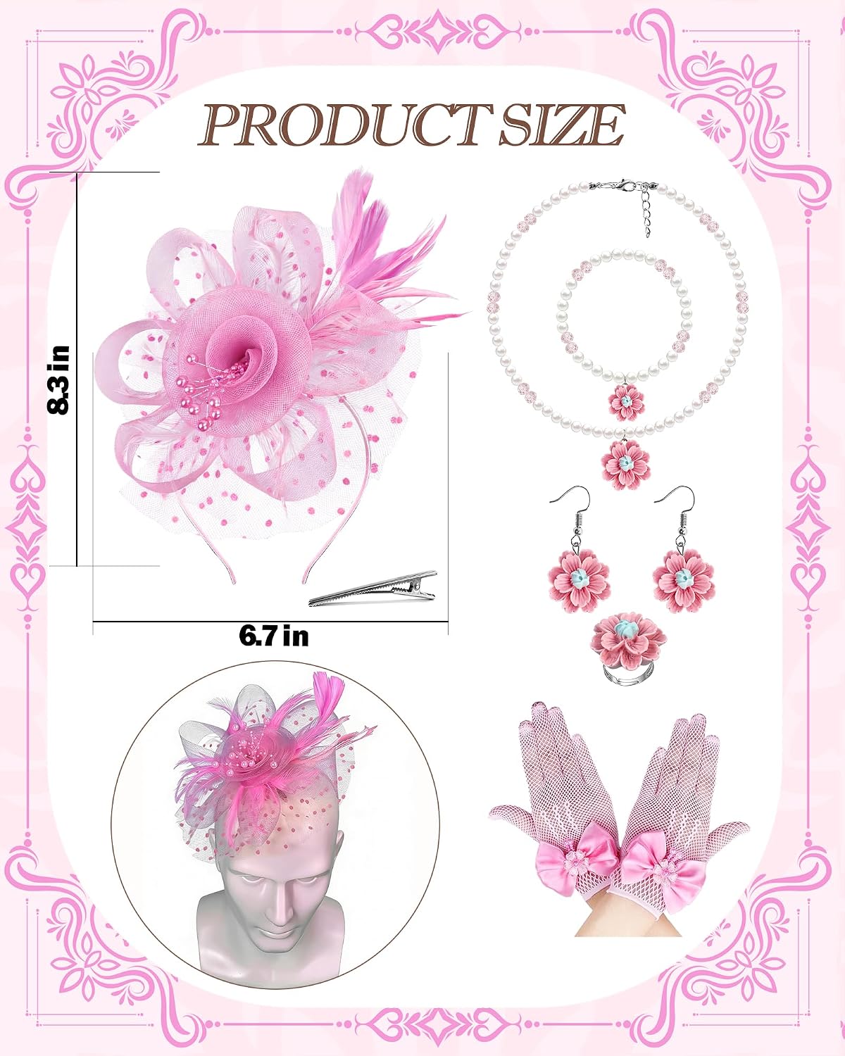 Girls Tea Party Fascinators Hats Girls Church Hats 20s 50s Pillbox Hat Cocktail Mesh Flower Pearl Feather Headband