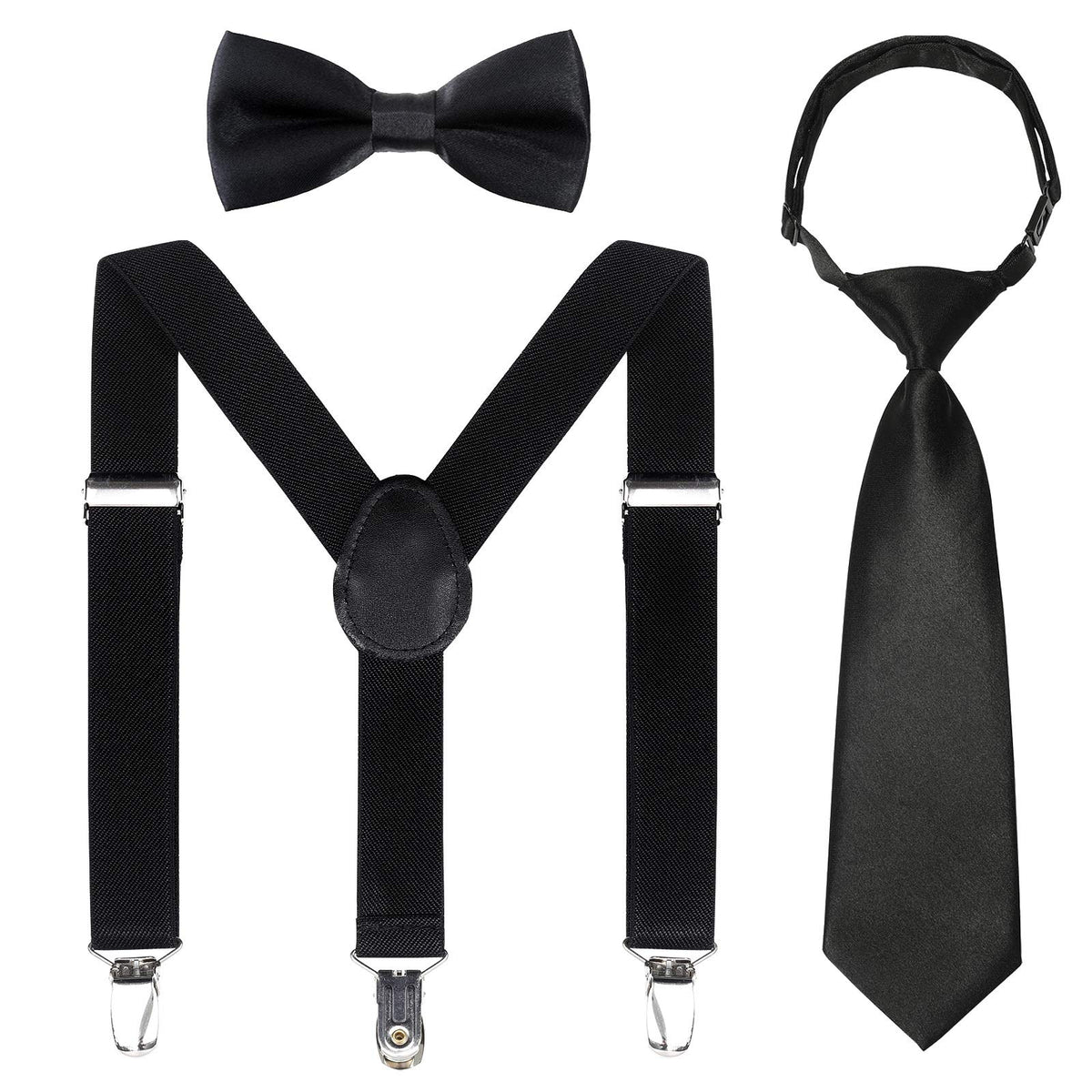 Kajeer Kids Suspender Bowtie Necktie Sets - Adjustable Elastic Classic Accessory Sets for 6 Months to 13 Year Old Boys Girls